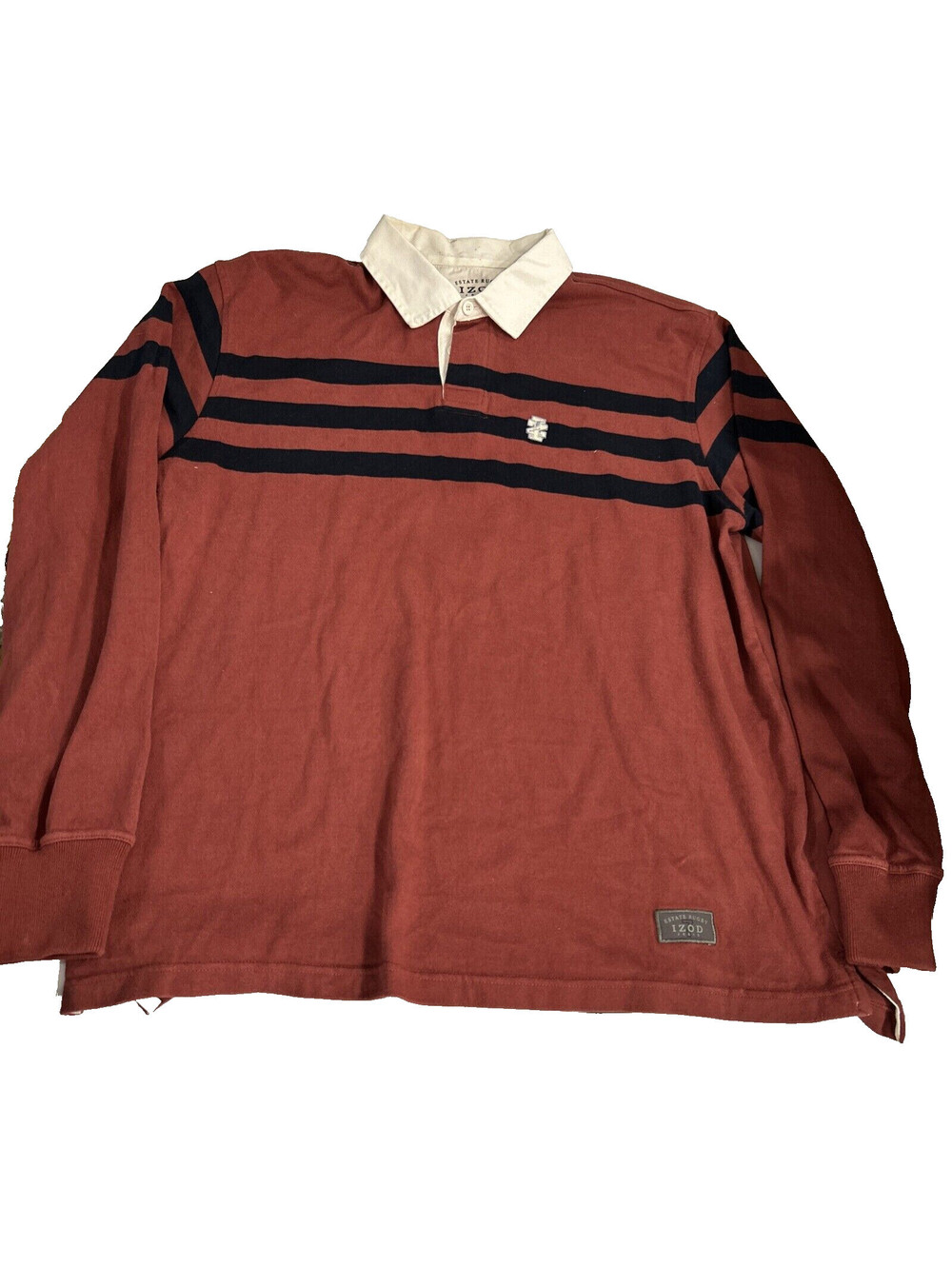 Izod Mens Rugby Polo Shirt XL Long Sleeve Vintage